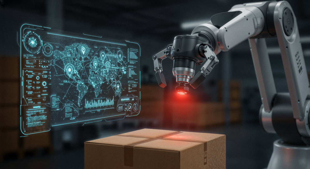 IA Sector Aduanero - Robot frente a un paquete
